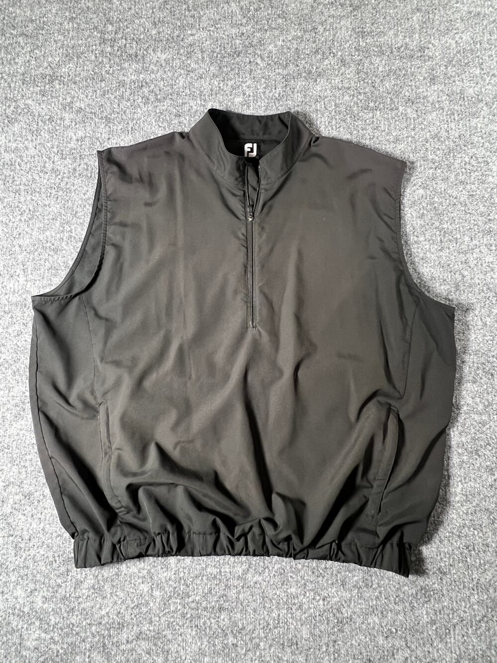 FootJoy FJ Mens XL Black Golf Wind Vest 1/4 Zip Pullover Sleeveless Pockets